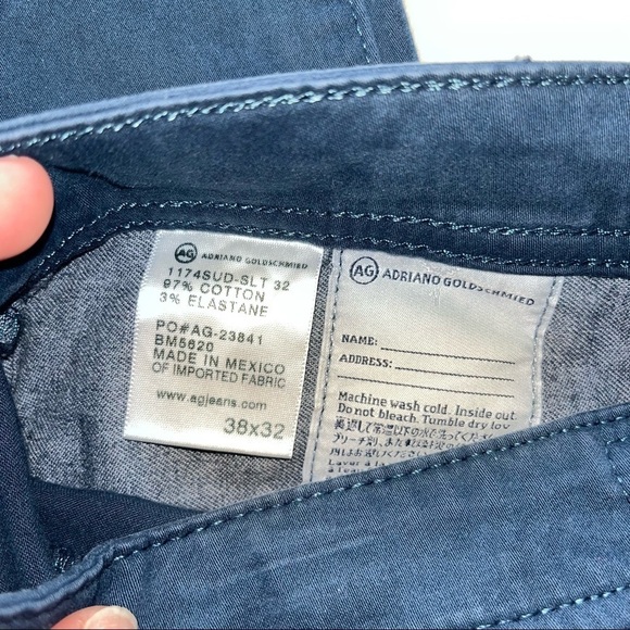 AG Adriano Goldschmied Graduate Straight Sued Stretch Sateen Navy Blue 41/32 - Picture 11 of 12